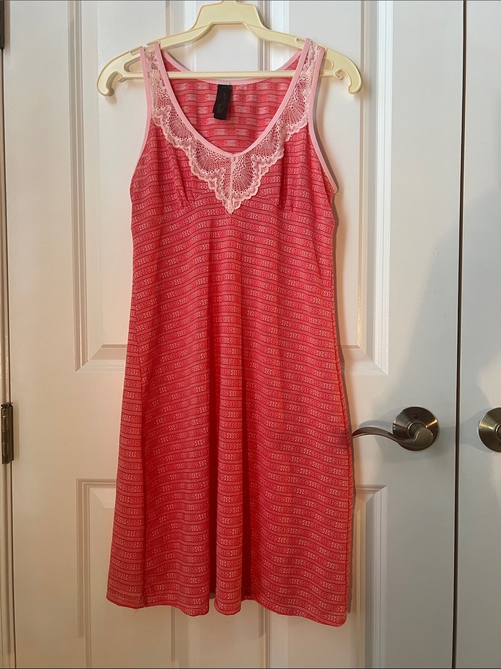 Women's Pink Lace-Trim Sleep Chemise Midnight Coco Size Large